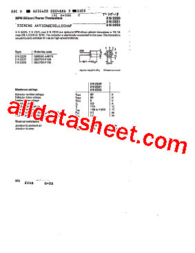 2N2220 Datasheet PDF - Siemens Semiconductor Group