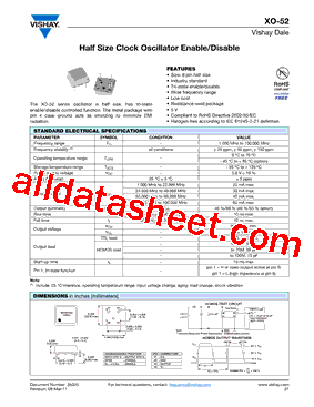 XO-52 Datasheet PDF - Vishay Siliconix