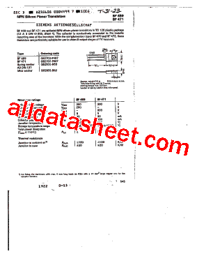 BF469 Datasheet PDF - Siemens Semiconductor Group
