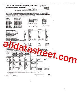 BSX62 Datasheet PDF - Siemens Semiconductor Group