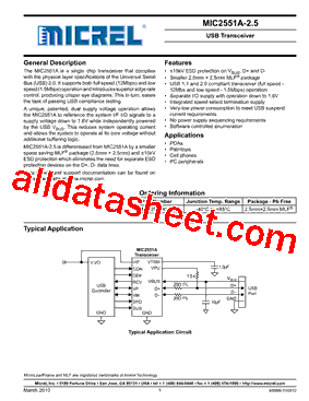 MIC2551A-2.5 Datasheet PDF - Micrel Semiconductor