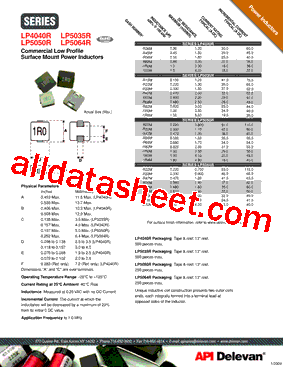 LP4040R-R36M Datasheet PDF - API Delevan