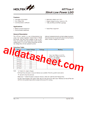 HT71XX-1 Datasheet PDF - Holtek Semiconductor Inc
