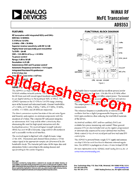 AD9353BCPZ Datasheet PDF - Analog Devices