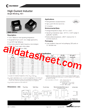 HC1-R30-R Datasheet PDF - Cooper Bussmann, Inc.