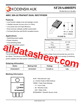 SF20A400HPI-1 Datasheet PDF - KODENSHI_AUK CORP.