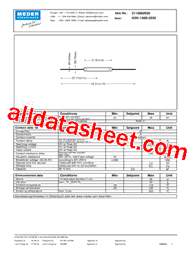 2118502030 Datasheet PDF - Meder Electronic