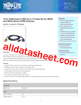 P776-010 Datasheet PDF - Tripp Lite. All Rights Reserved