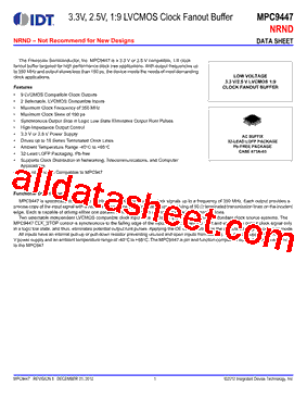 MPC9447FA Datasheet PDF - Integrated Circuit Solution Inc