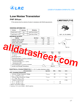 LMBT5087LT1G Datasheet PDF - Leshan Radio Company