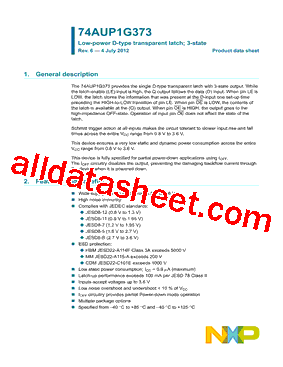 74AUP1G373 Datasheet PDF - NXP Semiconductors