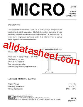 M66 Datasheet PDF - Micro Electronics