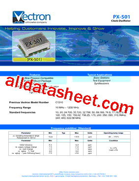 PX-501 Datasheet PDF - Vectron International, Inc