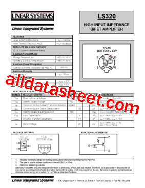 LS320 Datasheet PDF - Linear Integrated Systems