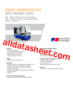 MTU4R0080DS33 Datasheet PDF - MTU Onsite Energy Corporation