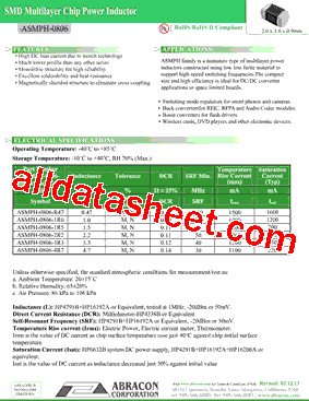 ASMPH-0806-R47 Datasheet PDF - Abracon Corporation