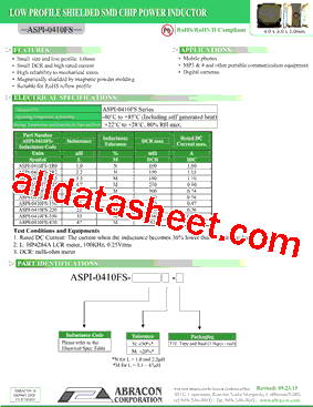 ASPI-0410FS-4R7 Datasheet PDF - Abracon Corporation