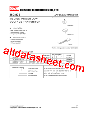 2SD882S-E-AA3-R Datasheet PDF - Unisonic Technologies
