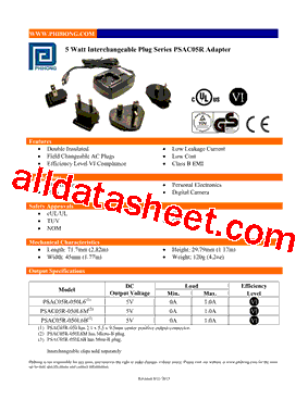 PSAC05R-050L6M Datasheet PDF - Phihong USA Inc.